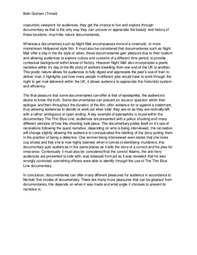 essay on documentary filmmaking